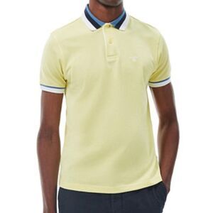 Barbour Light Yellow Polo Shirt with Blue Accents Finkle Polo size XXL